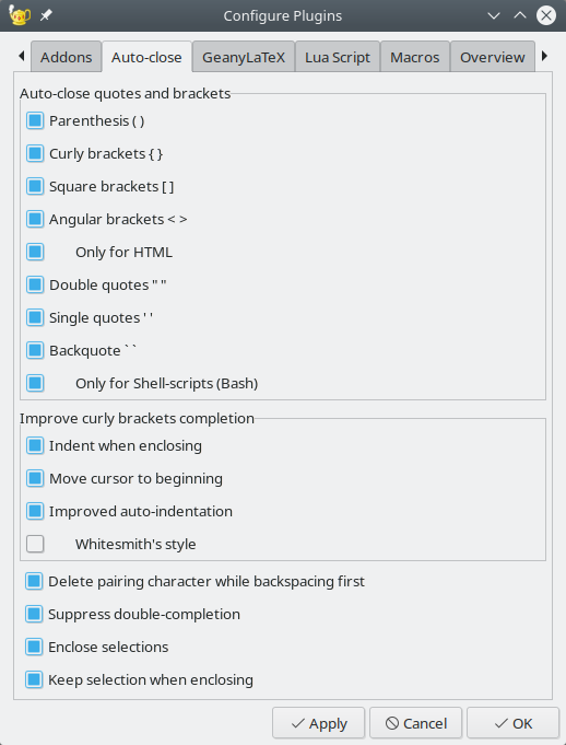 Auto-close settings