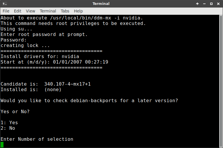 Nvidia, driver installation