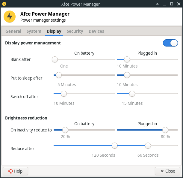 Power management, two sliders