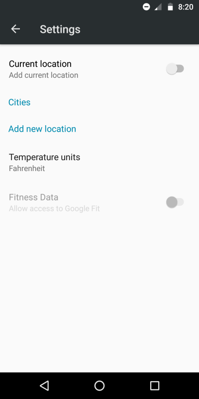 Weather location, temperature units