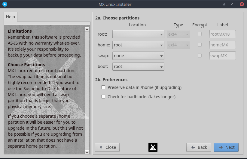 Partitions, begin