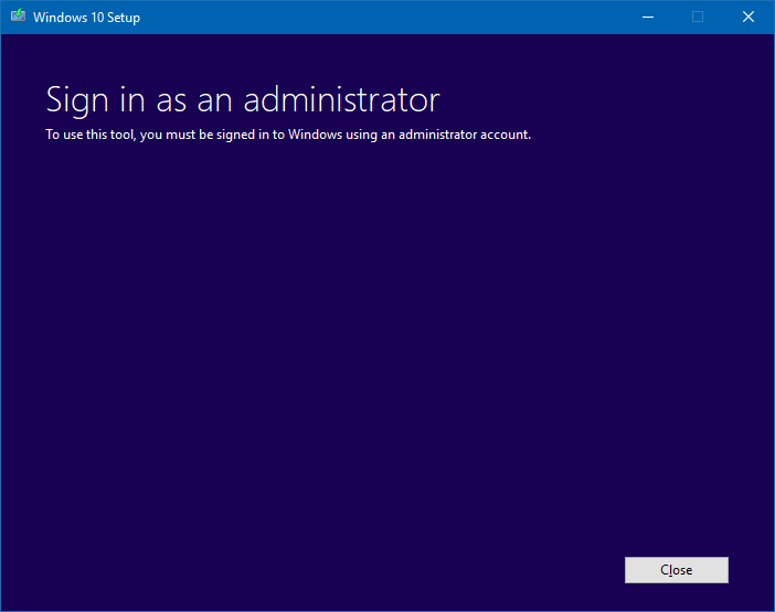 Needs admin account