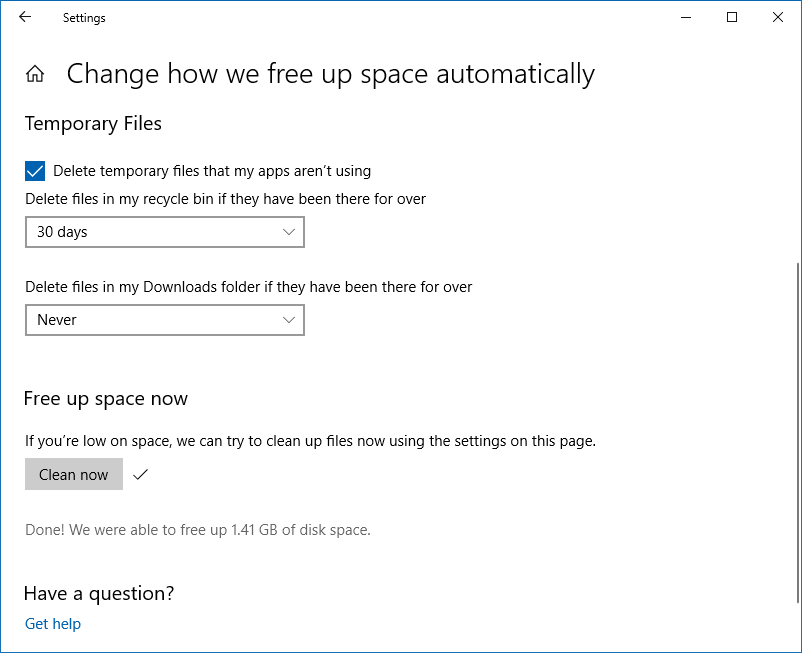 Storage, cleanup
