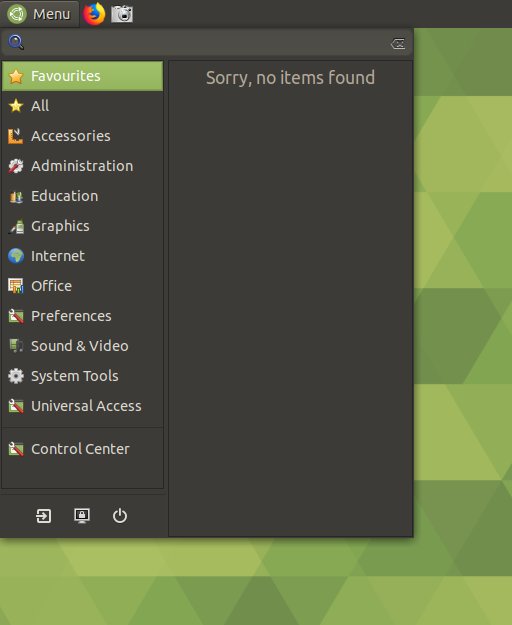 Menu, no items found