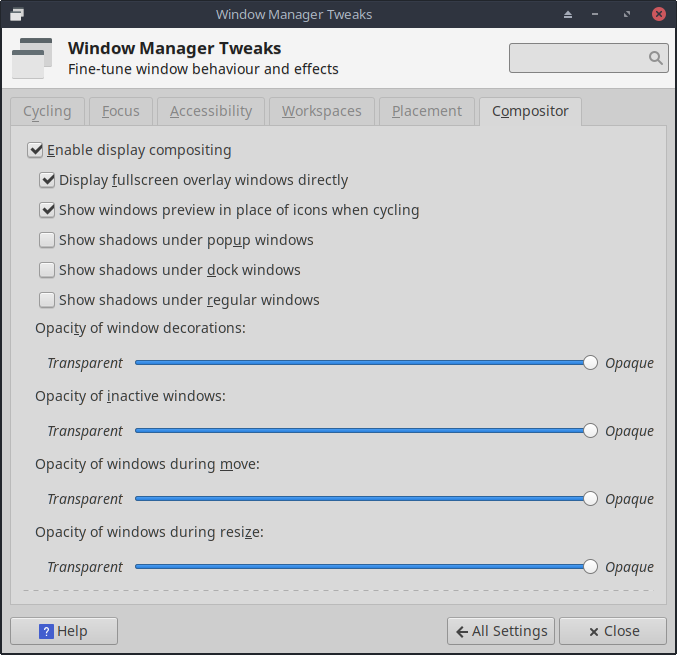 Compositor settings