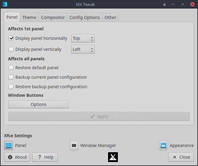 Tweak panel