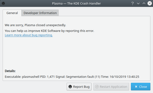 Plasma Shell crash