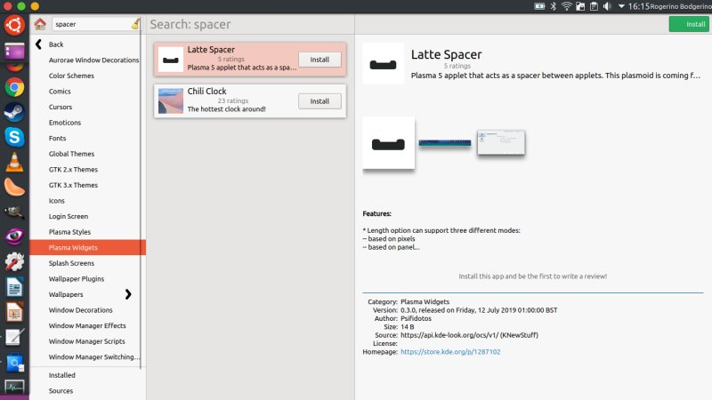 Spacer widget