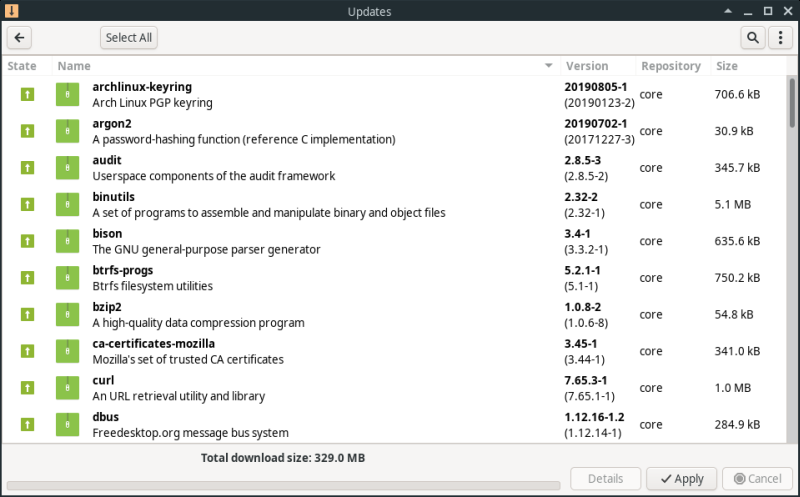 Updates, Manjaro