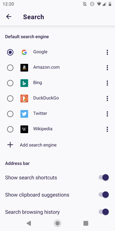 Search settings