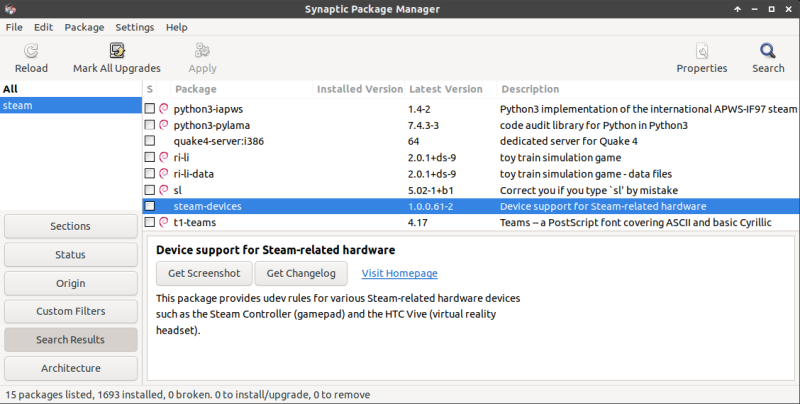 Synaptic, missing lots of stuff