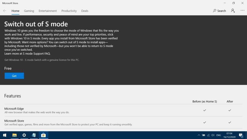 Store, disable S mode