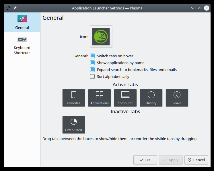 App launcher settings