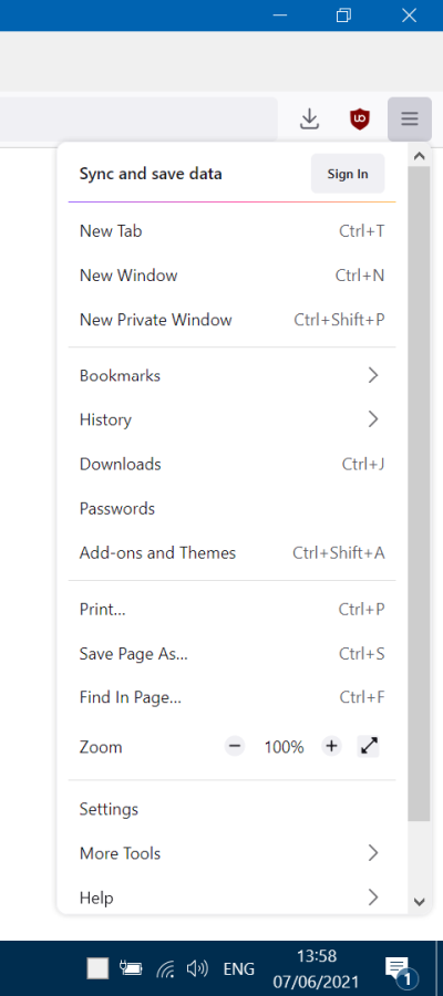 Menus, Proton enabled