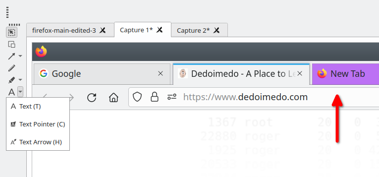 Text arrows
