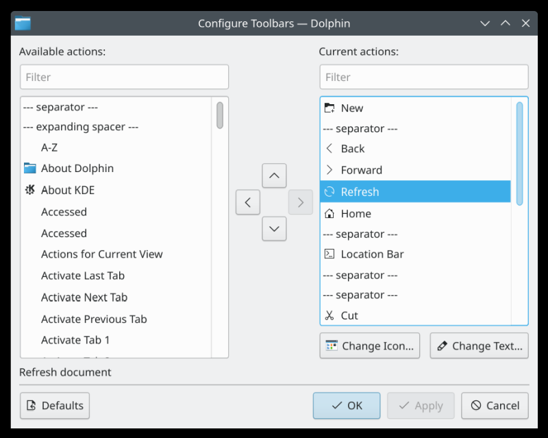 Configure toolbars