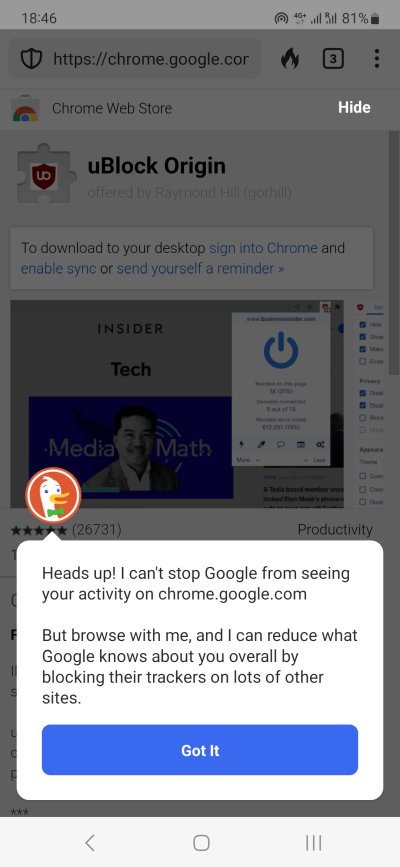 Play Store message