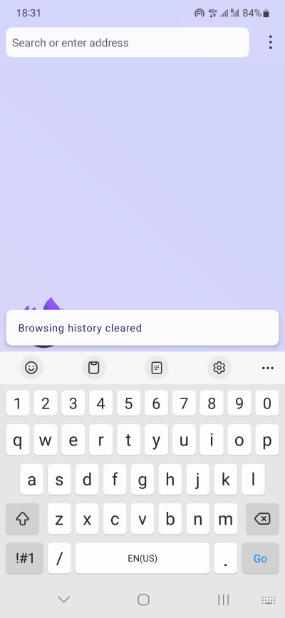 Browsing history cleared