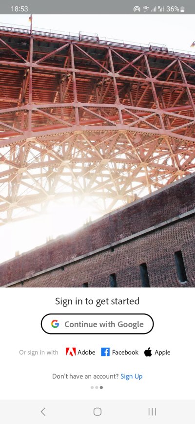 Lightroom sign in options