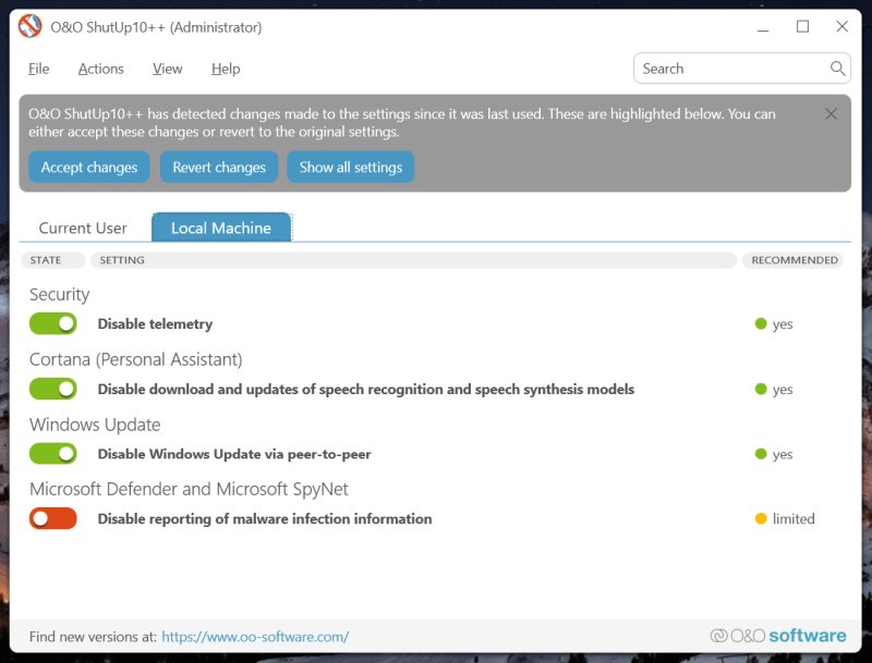 O&O Shutup10++, AppBuster Windows detox software