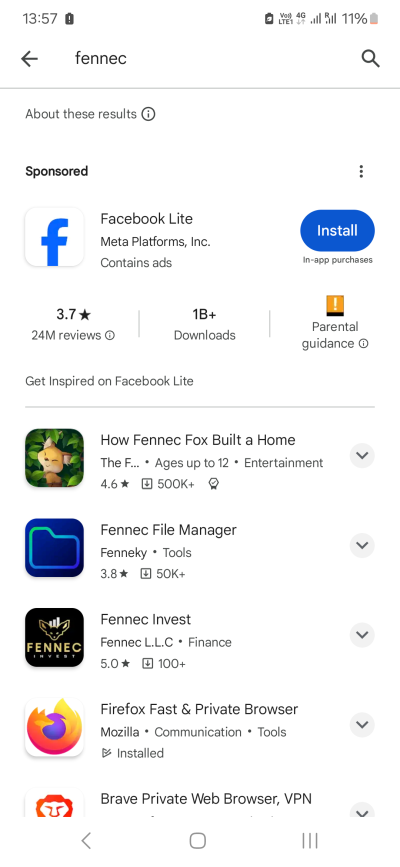 Fennec search
