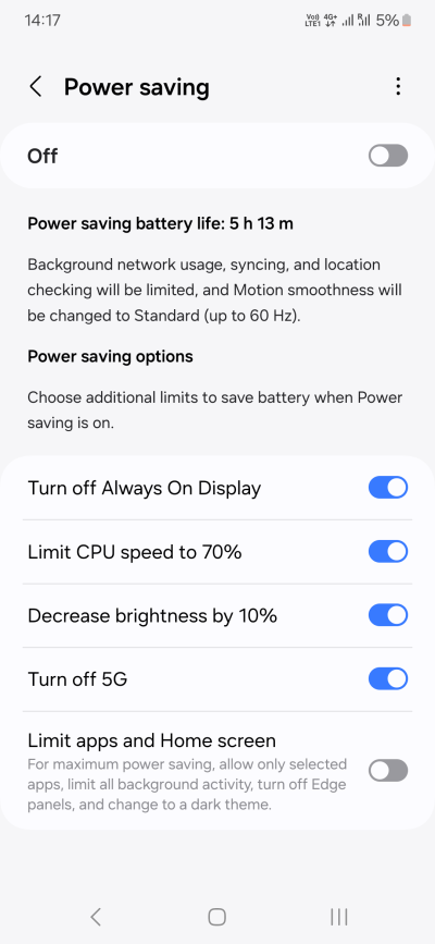 Power savings