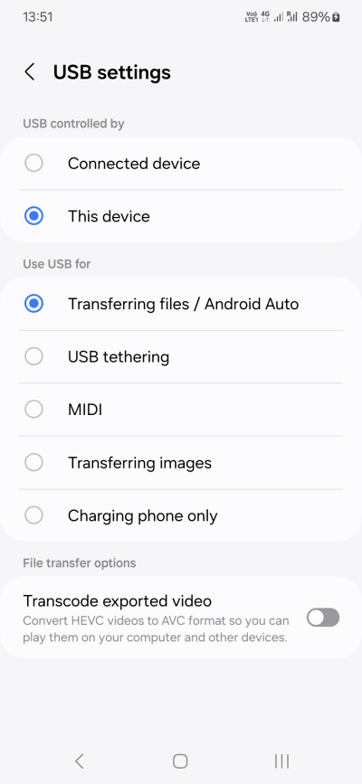 USB options