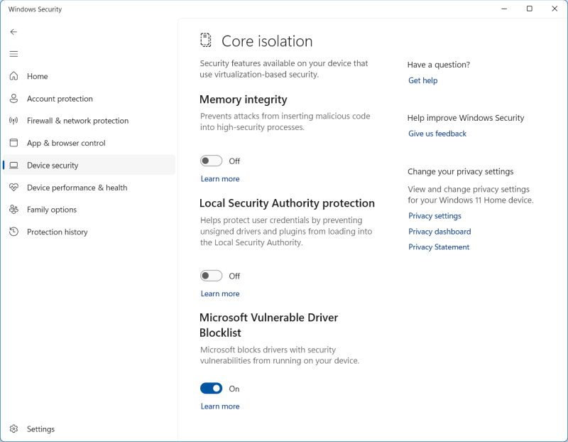 Core Isolation