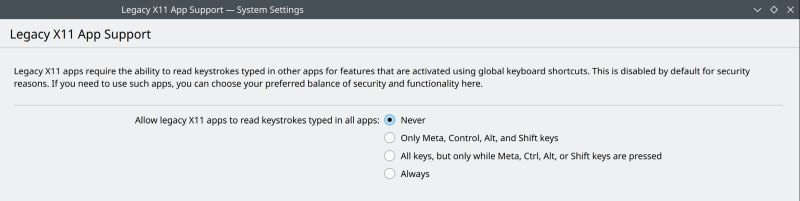 Keyboard support for X11 apps