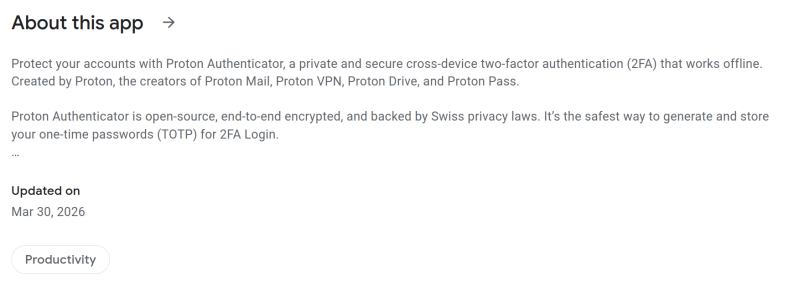 Proton, Play Store date