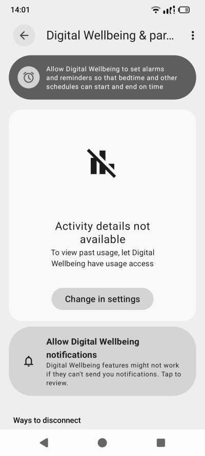 Digital wellbeing access