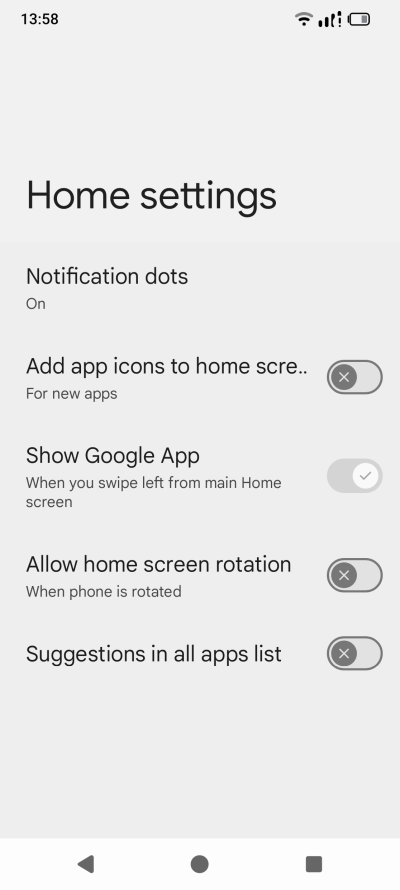 Swipe left options