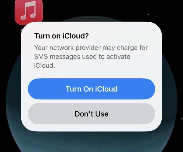 iCloud popup