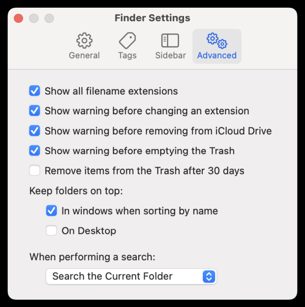 Finder search