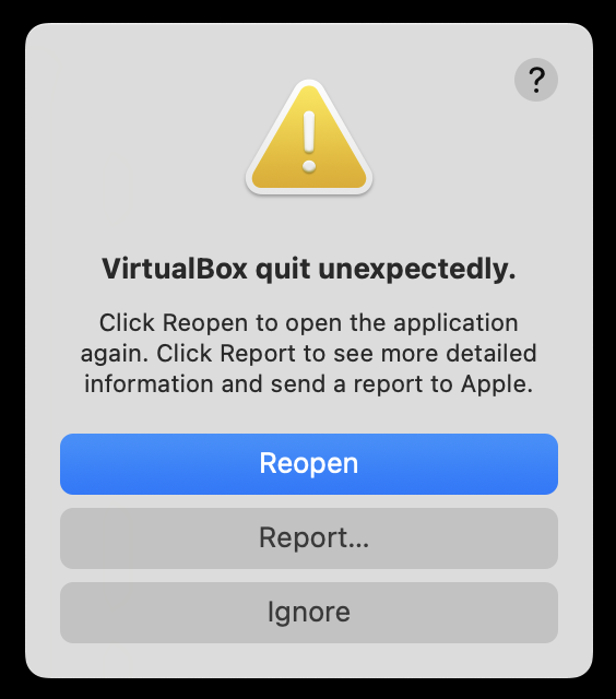 VirtualBox crash