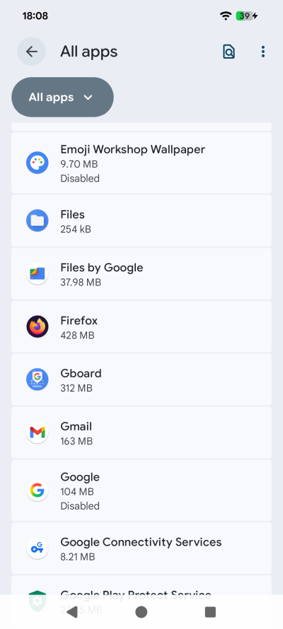 Disable apps, more