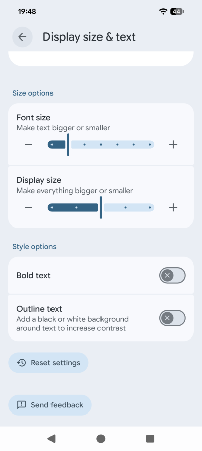 Text size