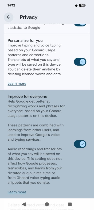 Gboard privacy