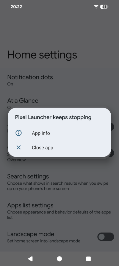 Launcher, stopping