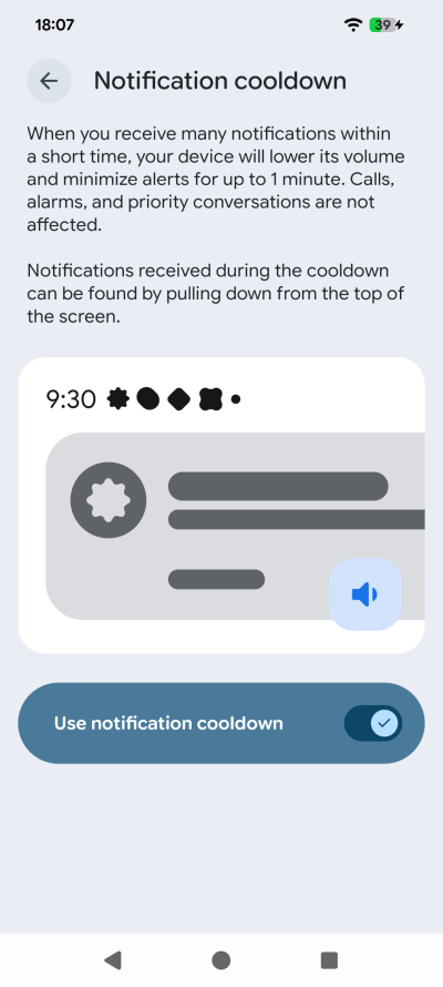 Notifications cooldown