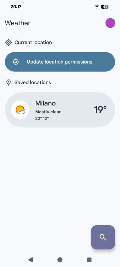 Weather, city setup