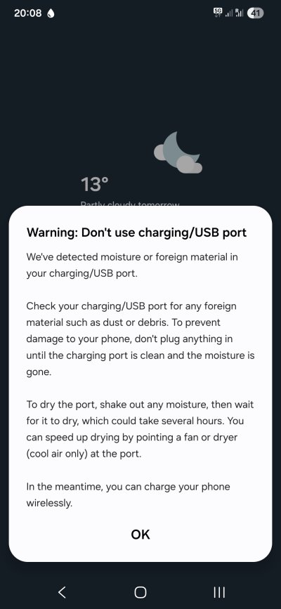 Moisture in USB port