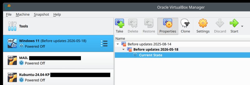 Virtual machine, snapshots