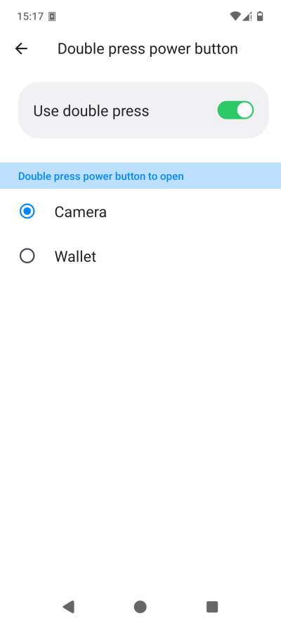 Camera, double press