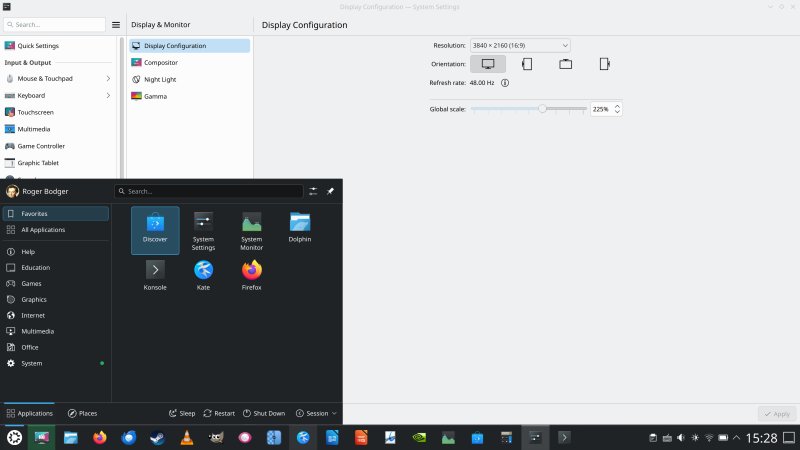 Menu, settings