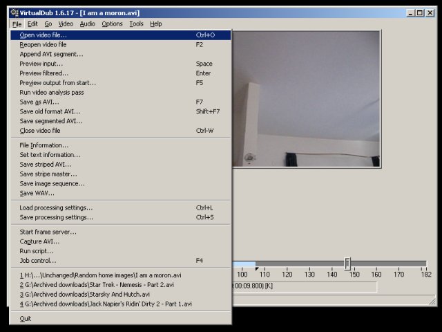 VirtualDub menu