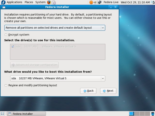Fedora default layout