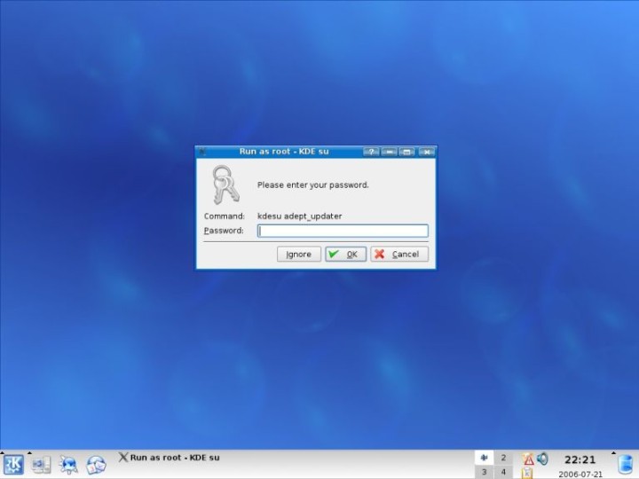 Kubuntu updater password
