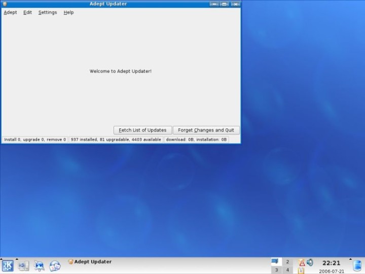 Kubuntu updater fetch list of updates