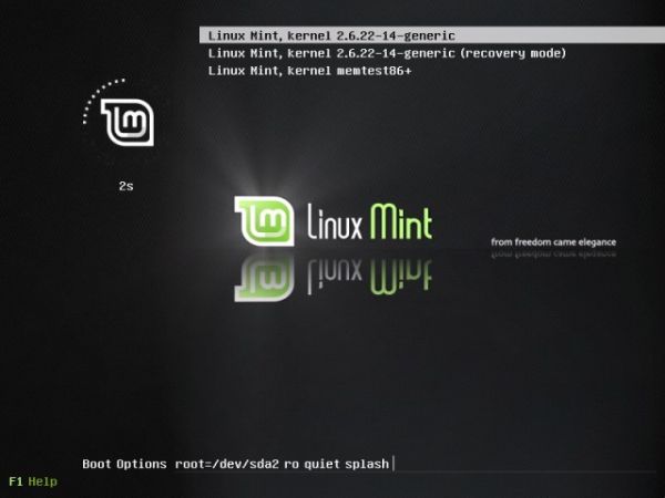 Linux Mint GRUB menu